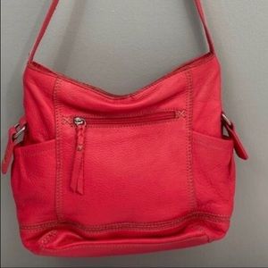 The Sak raspberry leather tote